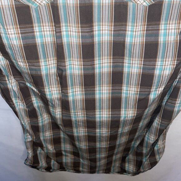 American Eagle Outfitters Western Shirt Men’s Size XS Brown Striped Pearl Snaps - Picture 12 of 12